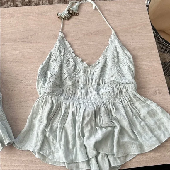 FREE PEOPLE Soft Blue Ruffled Set - Picture 2 of 8